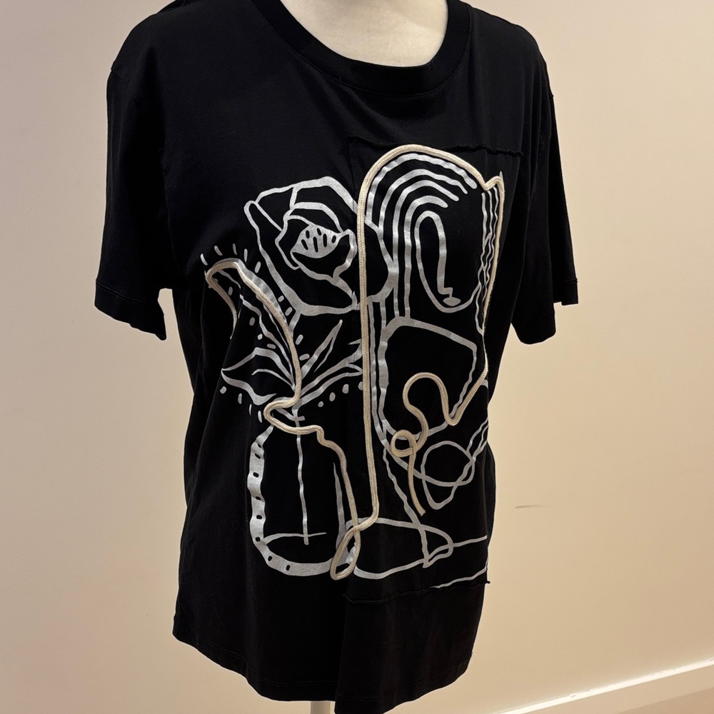Desigual Black Graphic T-Shirt with Abstract Design size M